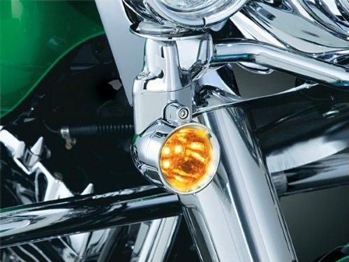 Kuryakyn 1649 Amber Large Dual Silver Bullet with Saddle Mount Turn Signal Assemblies & Lenses Kuryakyn 1649