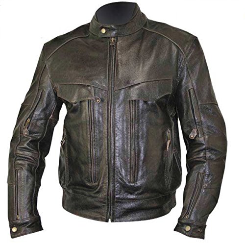 Xelement B7496 Bandit Mens Retro Brown Advanced Level-3 Distressed Buffalo Leat - Small Jackets Xelement 97996
