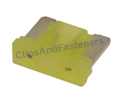10 Low Profile ATM Mini Fuses - 20 Amps Yellow Fuses Clipsandfasteners Inc 10235174