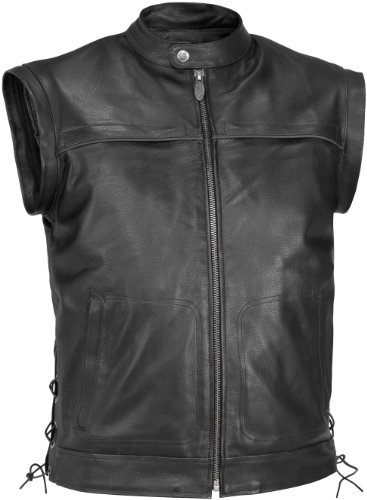 River Road Mortar Leather Jacket , Distinct Name: Black, Apparel Material: Leather, Primary Color: Black, Size: 54, Gender: Mens/Unisex XF-09-3249 Parts River Road 09-3249