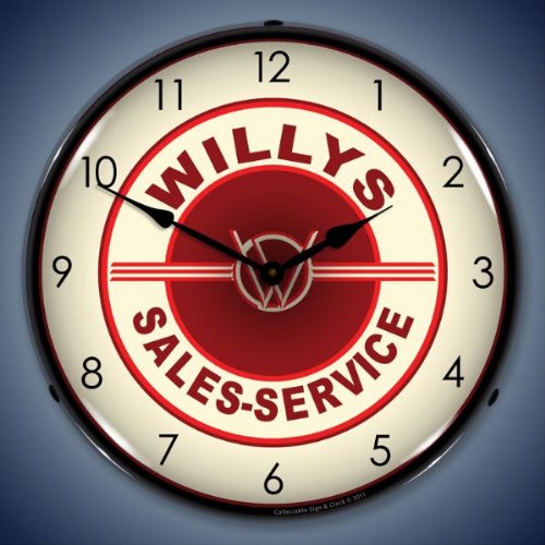 Collectable Sign and Clock 1012278 14 Willys Sales and Service Lighted Clock Clocks Collectable Sign and Clock 1012278