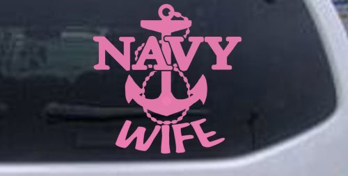Navy Wife Military Car Window Wall Laptop Decal Sticker -- Pink 8in X 8.0in Wall Stickers & Murals Rad Dezigns 10526_Pink_8inX8.0in