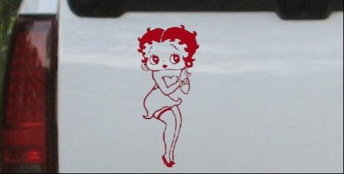 Betty Boop Hands Together Cartoons Car Window Wall Laptop Decal Sticker -- Red 1.7in X 4in Bumper Stickers, Decals & Magnets Rad Dezigns 8104_Red_1.7inX4in