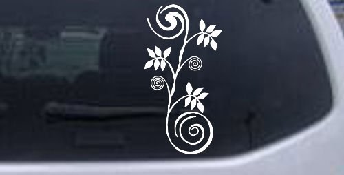 Narrow Swirl Vine Car Window Wall Laptop Decal Sticker -- White 4in X 7.6in Wall Stickers & Murals Rad Dezigns 10680_White_4in X 7.6in