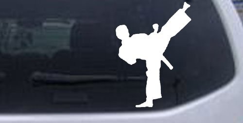 Karate Ninja Decal Sports Car Window Wall Laptop Decal Sticker -- White 8in X 5.8in Bumper Stickers, Decals & Magnets Rad Dezigns 10940_White_8in X 5.8in