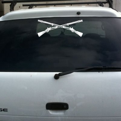 US Army Infantry Crossed Rifles insignia vinyl decal big Bumper Stickers, Decals & Magnets Laced Up DecalsTM