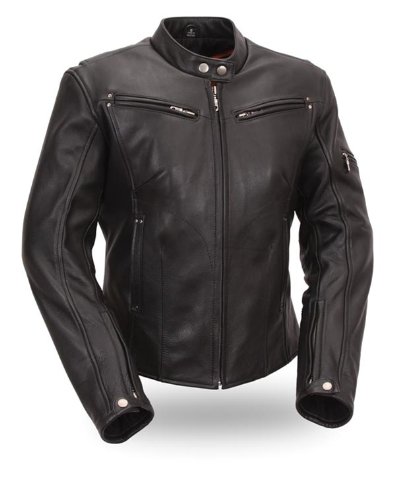 First MFG Women's Sleek Vented Scooter Leather Jacket. Action Back. Full Featured. FIL157NOCZ Jackets & Vests First Manufacturing FIL157NOCZ-2XL