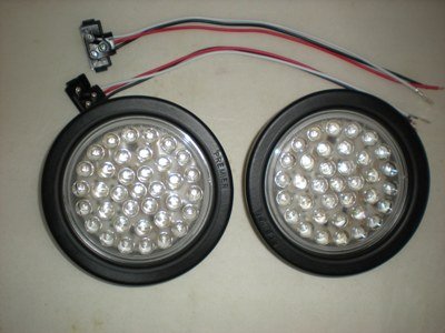 4 Round Red 36 LED Truck Trailer Brake Stop Turn Tail Light Kits / Clear Lens Tail Lights Generic 2-39643-Grommet-3wire