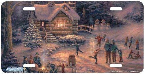 3714-Skating by Twilight-Holidays License Plate Car Auto Novelty Front Tag by Chuck Pinson from Airstrike Frames Airstrike 3714