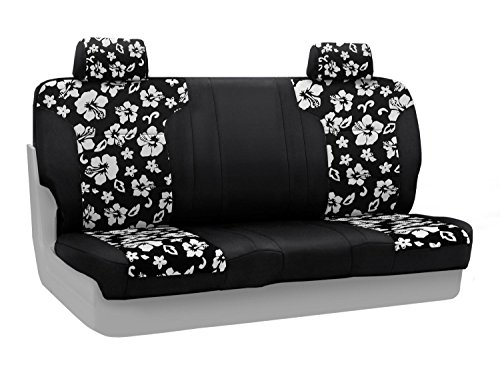 Coverking Custom Fit Rear Solid Bench Seat Cover for Select Jeep Wrangler Models - Neoprene 2-Tone (Hawaiian Black with Black Sides) Accessories Coverking CSCF9JP7263