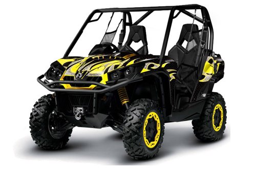 AMR Racing Canam BRP Commander 1000, 800 UTV / Side X Side Graphic Kit - 2011: Tribal Flames: Yellow Black Decals AMR Racing 55677799055411