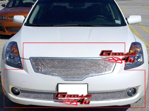 07-09 Nissan Altima Sedan Stainless Mesh Grille Grill Combo Insert Grille Inserts APS N77765T