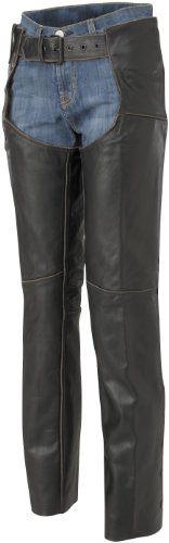 River Road Vintage Leather Womens Chaps , Gender: Womens, Size: 8, Primary Color: Black, Apparel Material: Leather, Distinct Name: Black XF09-1811 Pants & Chaps River Road XF09-1811