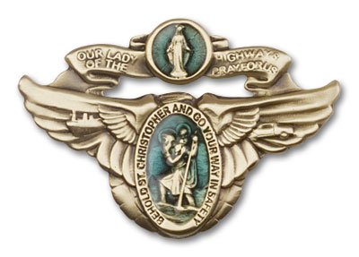 Antique Gold Tone Our Lady of the Highway Enameled Visor Clip Visor Accessories bliss 1017EVG