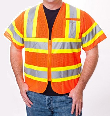 Premium Reflective Motorcycle Vest - Zippered Front - Orange - Medium Jackets & Vests Amanet MSRV2-Orange-Medium