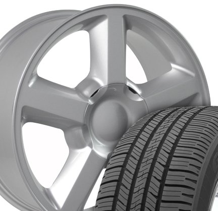 Tahoe Style Wheels and Tires Fits Chevrolet - Silver 20x8.5 Set of 4 Replica OE Wheels / Wheel1x 9449527