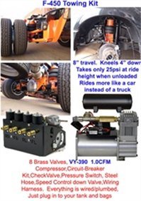 AirBagIt TOWING-F450-Kit 2011-2011 Front & Reat Ford F450 & 550 Cab Chassis Pickup 4Wd Factory Coils & Leafs Complete with Plug & Play Raw Custom Fit Airbagit TOWING-F450-KIT