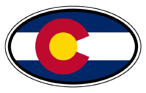 Colorado State Flag Car Bumper Sticker Decal Oval Bumper Stickers, Decals & Magnets LandsAndPeople.com colorado_0004