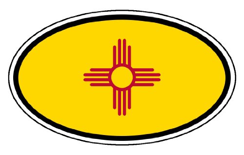 New Mexico State Flag Car Bumper Sticker Decal Oval Bumper Stickers, Decals & Magnets LandsAndPeople newMexico_0004