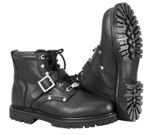 River Road Crossroads Black Leather Buckle Boot (Mens & Womens) - Frontiercycle (Free U.S. Shipping) (10, Mens) Shoes River Road 09-8254/09-8265