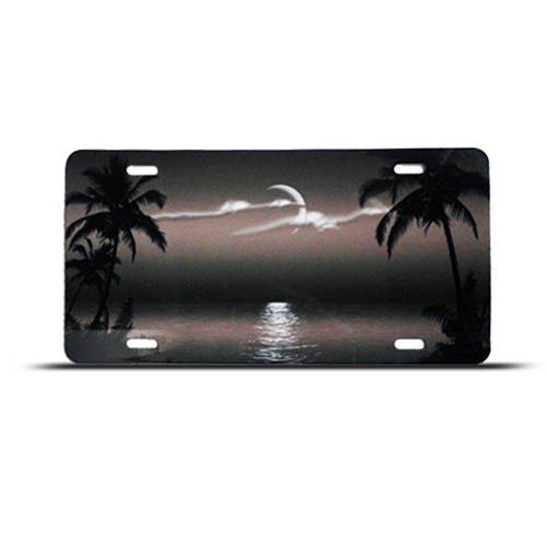 Gray Palm Tree Trees Beach Novelty Airbrushed Metal License Plate Sign Tag Frames Speedy Pros PLPREAIRBRUSH087