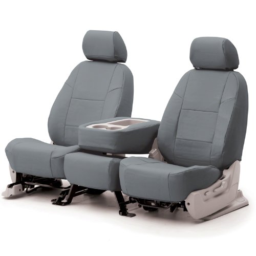 Coverking Custom Fit Front 50/50 Bucket Seat Cover for Select Mercedes-Benz CLK-320/430/55 AMG Models - Premium Letherrette Solid (Light Gray) Accessories Coverking CSCQ3MD7037