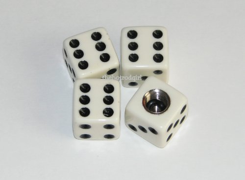 Dice Valve Caps White with Black Dots Set of 4 Stem Caps United Pacific 99243