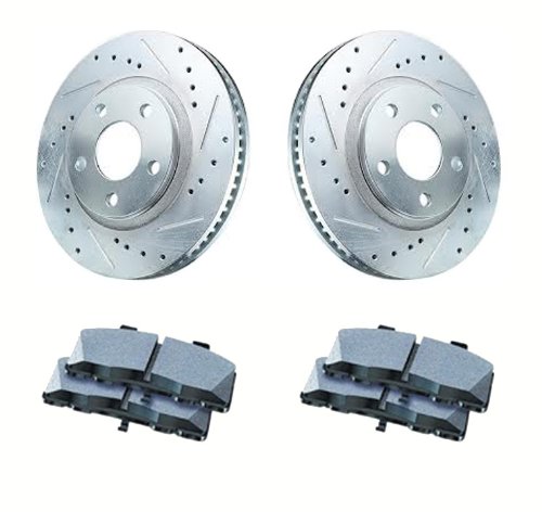 Front Cross Drilled / Slotted Rotor Package + Premium Ceramic Pads 2003 2004 2005 Dodge Neon SRT-4 Brake Pads Brakewerkz 8863722