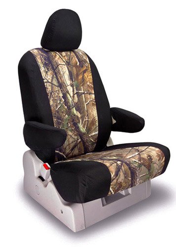Shear Comfort Custom Pontiac Torrent Seat Covers - FRONT SEAT SET: Sport Buckets w/ Passenger Fold Flat Seat and Adjustable Headrests (GXP Model) (2008-2009) - Realtree Camo AP Sport Accessories Shear Comfort 500500001322