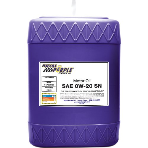 Royal Purple 05020 API-Licensed SAE 0W-20 High Performance Synthetic Motor Oil - 5 Gallon Pail Motor Oils Royal Purple 5020