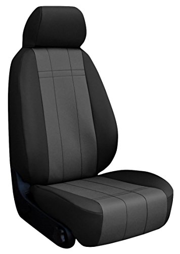 Custom Fit Dodge Ram Pickup Mega Cab Seat Covers (2006-2009) Rear Seat Set - in Leatherette Black w/ Charcoal Inserts - 40/60 Split Back and Bottom w/ Pullout Arm and 3 Adjustable Headrests and Seatbelt in Backrest Accessories Shear Comfort 700300000025
