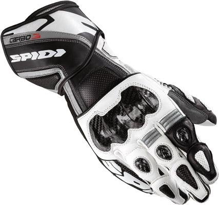 Spidi Sport S.R.L. Carbo 3 Gloves , Distinct Name: Black/White, Size: Lg, Gender: Mens/Unisex, Primary Color: Black, Apparel Material: Leather A126 011 LG Gloves Spidi A126 011 LG