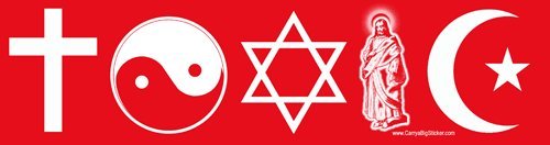 TOXIC Spelled with Religious Symbols Mini Sticker For Atheist Bumper Stickers, Decals & Magnets 0052CS.MS.TOXIC.D