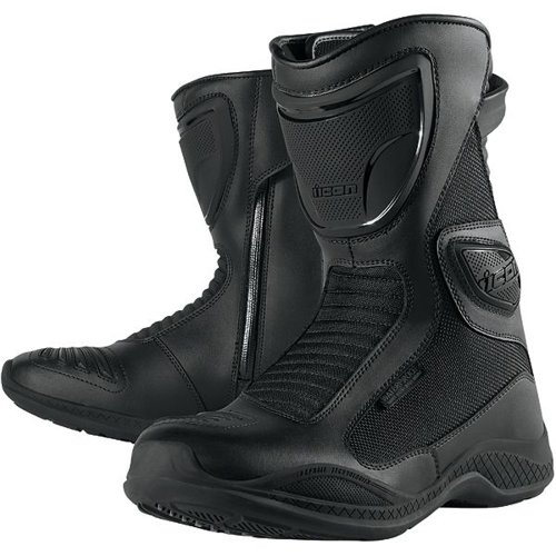 Icon Reign Waterproof Motocycle Boot Black Men's (Size 8 3403-0277) Boots ICON PU-3403-0277
