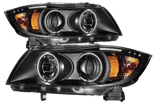 BMW 3 Series E90 Sedan/Wagon Black CCFL LED Projector Headlights /w Amber Headlight Bulbs Luminx Lighting LU-CCFL-HL-5073