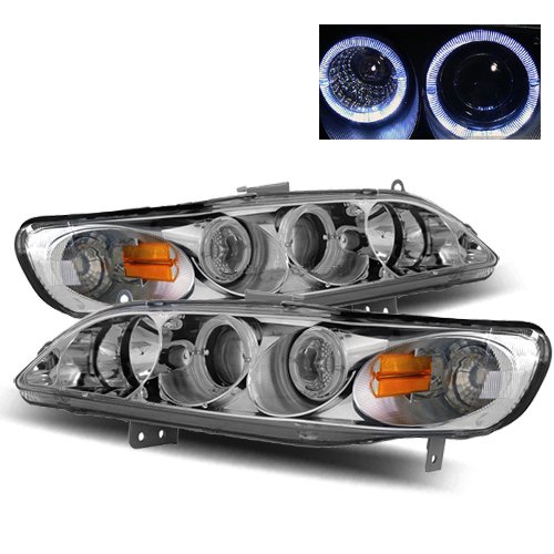 1998-2002 Honda Accord CCFL Halo Projector Headlights /w Amber (Chrome) Headlight Bulbs Matrix MTIX-HL-HALO-1237