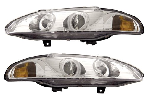Mitsubishi Eclipse Chrome CCFL Halo Projector Headlights /w Amber Headlight Bulbs Luminx Lighting LU-CCFL-HL-5244