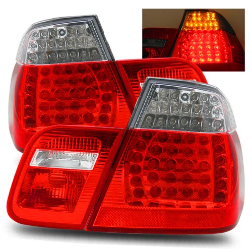 BMW 3 Series E46 Sedan Red/Clear LED Tail Lights Tail Lights Luminx Lighting LU-LED-TL-6218