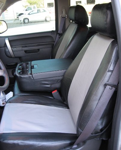 Exact Seat Covers, CH37 L1/L7, 2010-2013 Chevy Silverado and GMC Sierra Double Cab Complete Front and Rear Seat Set Custom Exact Fit Seat Covers, Leatherette Black with Gray Inserts Accessories Durafit Seat Covers CH37 C1134/C1122 L1/L7