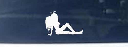 White 4.5in X 3in -- Sexy Angel Mudflap Girl Silhouettes Car Window Wall Laptop Decal Sticker Wall Stickers & Murals Rad Dezigns 4.5inX3in_White_10124_22