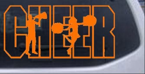 Orange 12in X 5.7in -- Cheer Leader Sports Car Window Wall Laptop Decal Sticker Wall Stickers & Murals Rad Dezigns 12inX5.7in_Orange_10222_22