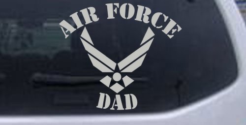 6in X 6.8in Silver -- Air Force Dad Military Car Window Wall Laptop Decal Sticker Wall Stickers & Murals Rad Dezigns 6in X 6.8in_Silver_10530_20