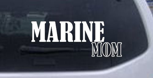 White 6in X 2.3in -- Marine Mom Military Car Window Wall Laptop Decal Sticker Wall Stickers & Murals Rad Dezigns 6inX2.3in_White_10532_22