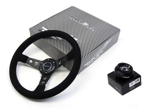 94-01 Acura Integra All Models NRG 350MM Suede Steering Wheel + Hub Adapter Steering System NRG Innovations 2-NRG-ST-006S09-110H