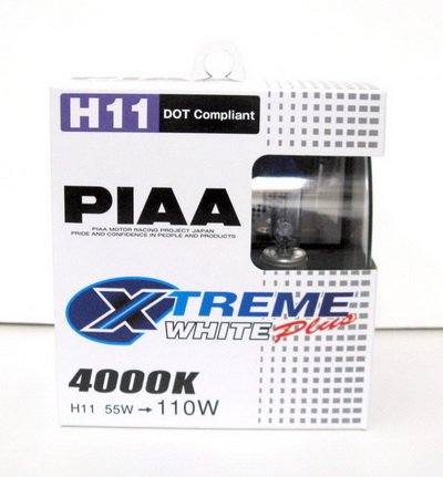 PIAA H11 15211 Xterme White Plus Halogen Headlight / Fog Light Car Replacement Light Bulb 4000K (One Pair) + FREE LED Keychain & Alcohol Swabs Headlight Bulbs Piaa TO-PIAA-HL-006
