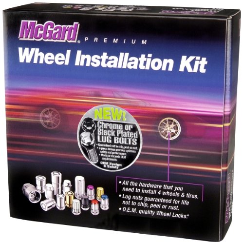 McGard 68020BK Chrome/Black M14 x 1.5 Thread Size Radius Seat Lug Bolt Wheel Installation Kit for 5 Lug Vehicles Lug Nuts McGard 68020BK