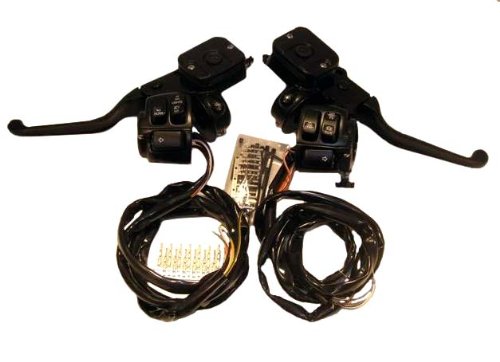 Black Complete Handlebar Control Kit with Switches and Hydraulic Clutch Lever for Harley Davidson 1996-2013 Big Twin Models with Front Dual Disc (Non Radio and Non Cruise Control Models) Handlebar Accessories Choppers Cycle 01-182