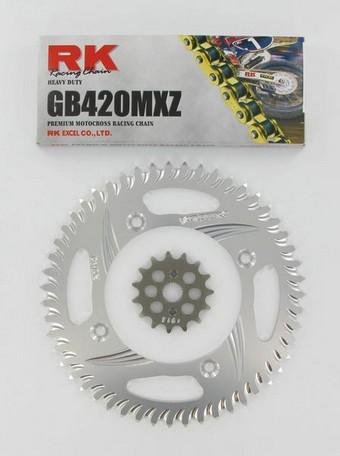 CHAIN/SPKIT KIT KAWASAKI KX100/RM100 Sprockets RK Racing Chain 2010-988ZG