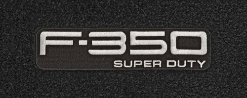 Logo 1999-1999 Ford F-350 Super Duty Crew Cab Mid-level Custom 1 Pc Front Mat Mid-Level Cruiser Mat Color: Black Mat Logo: F350 Super Duty Silver Letters Applique Custom Fit Cruiser Mats CLD403-MC04-1YUEG:MC2S:L2CP