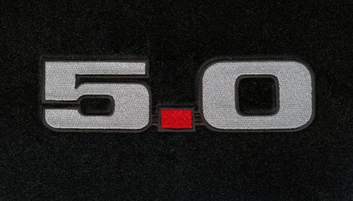Logo 1983-1986 Ford Mustang Convertible Luxury 4 Pc Car Mat Set Luxury Cruiser Mat Color: Black Mat Logo: 5.0 (Silver W/ Red Dot)-Applique Flooring & Carpeting Cruiser Mats CL15C8-LC01-1YMLC:X22S:L2E3